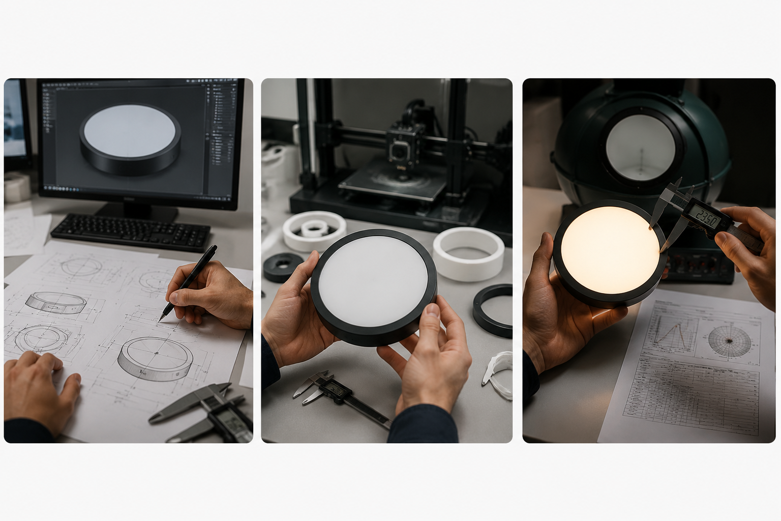 LED lighting sample development in factory