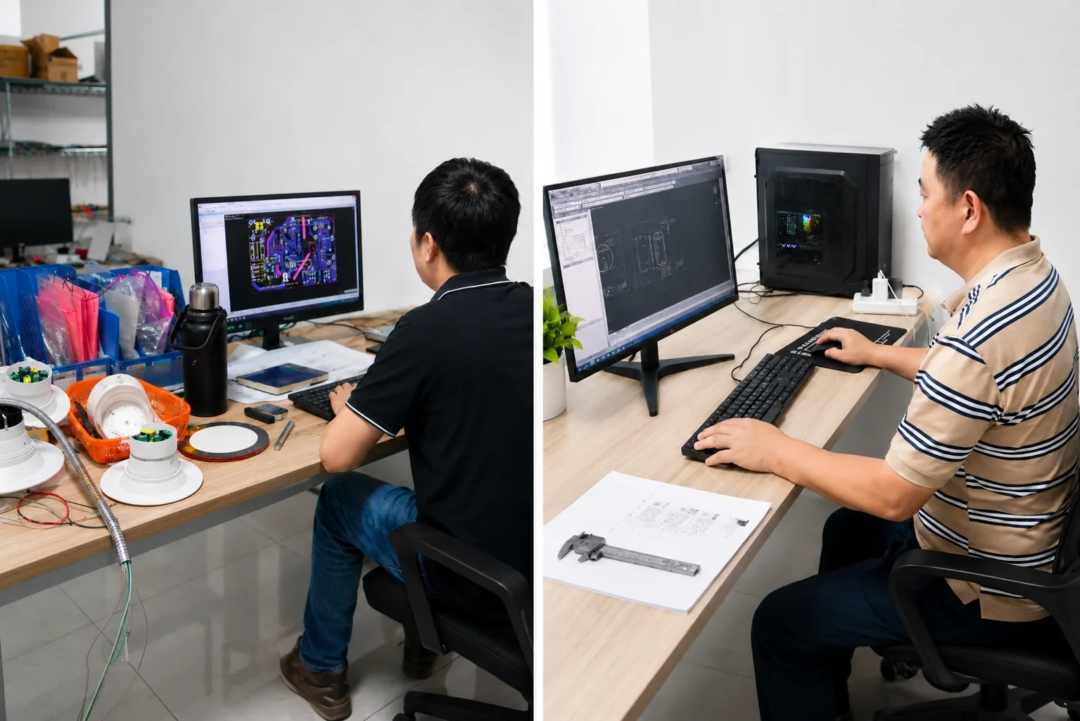 LIBO structural and electronic engineering team reviewing project drawings
