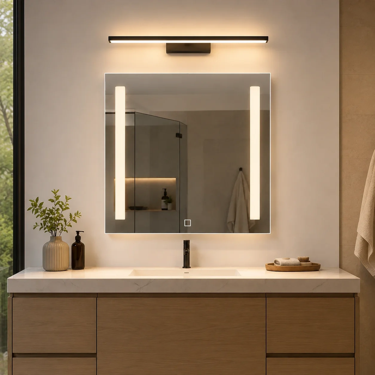 Bathroom mirror and vanity lighting application