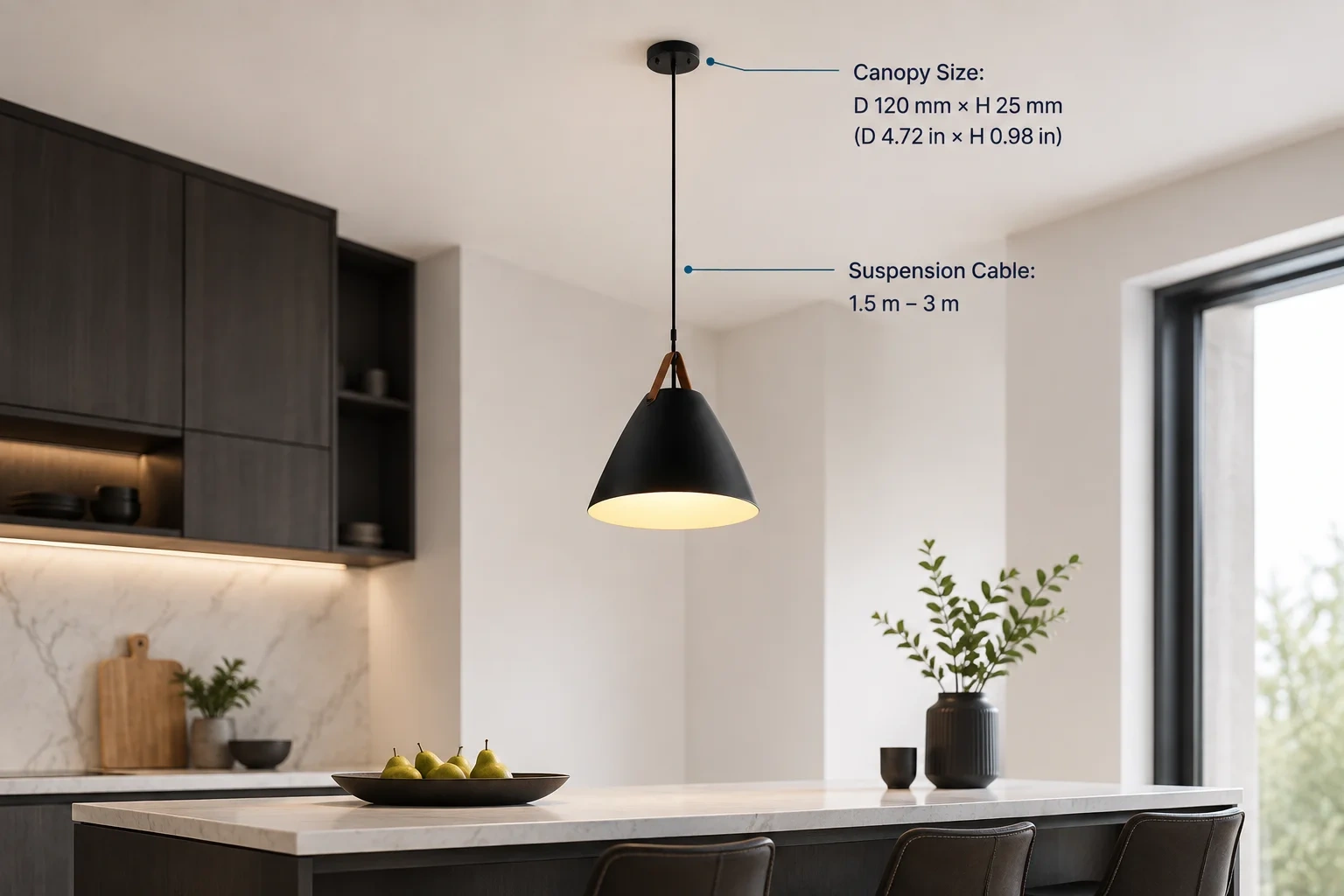 Pendant light canopy and suspension structure diagram