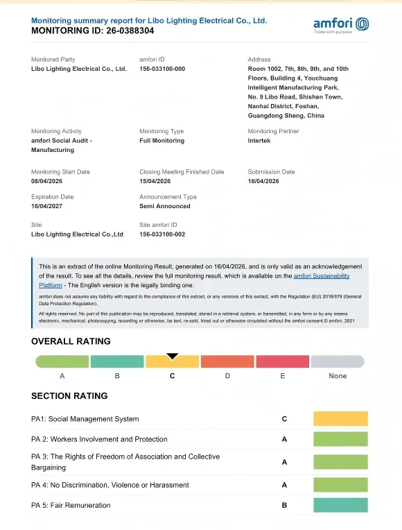 Product specification label with ETL mark