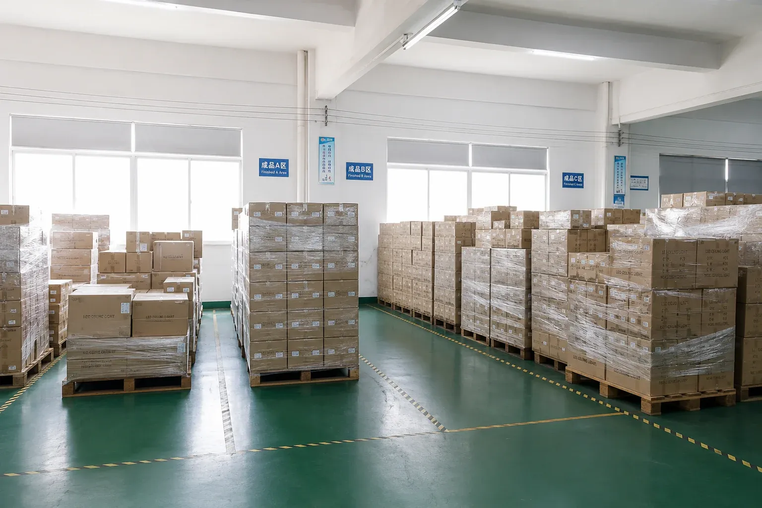 Warehouse with organized cartons