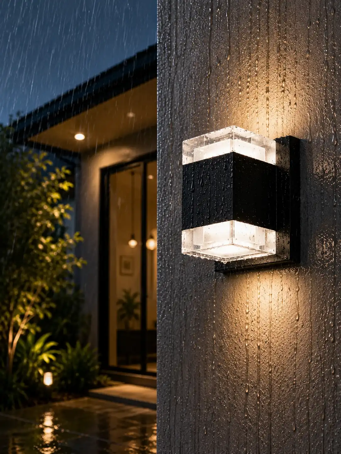 Outdoor installation exposed to rain