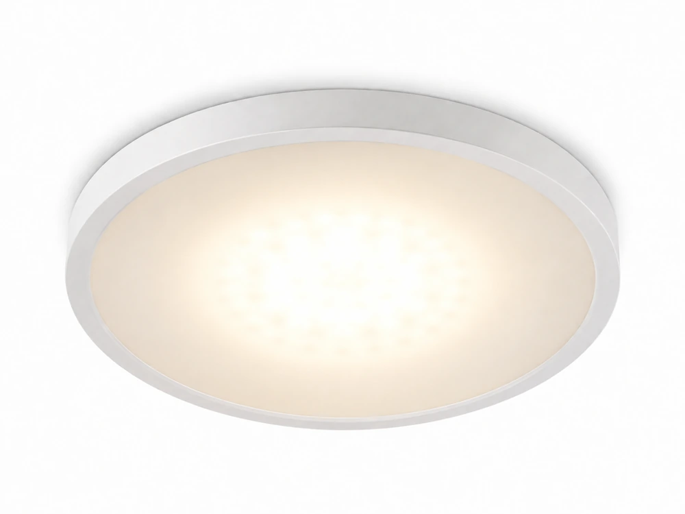 Typical ceiling light showing visible LED dots and hot spots