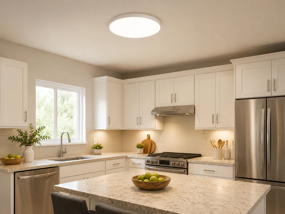 LED ceiling lights installed in a modern kitchen