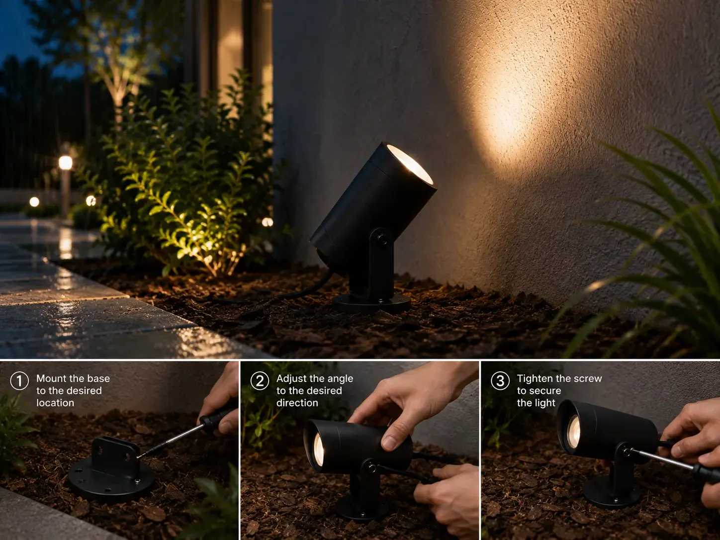 Landscape pathway lighting installation