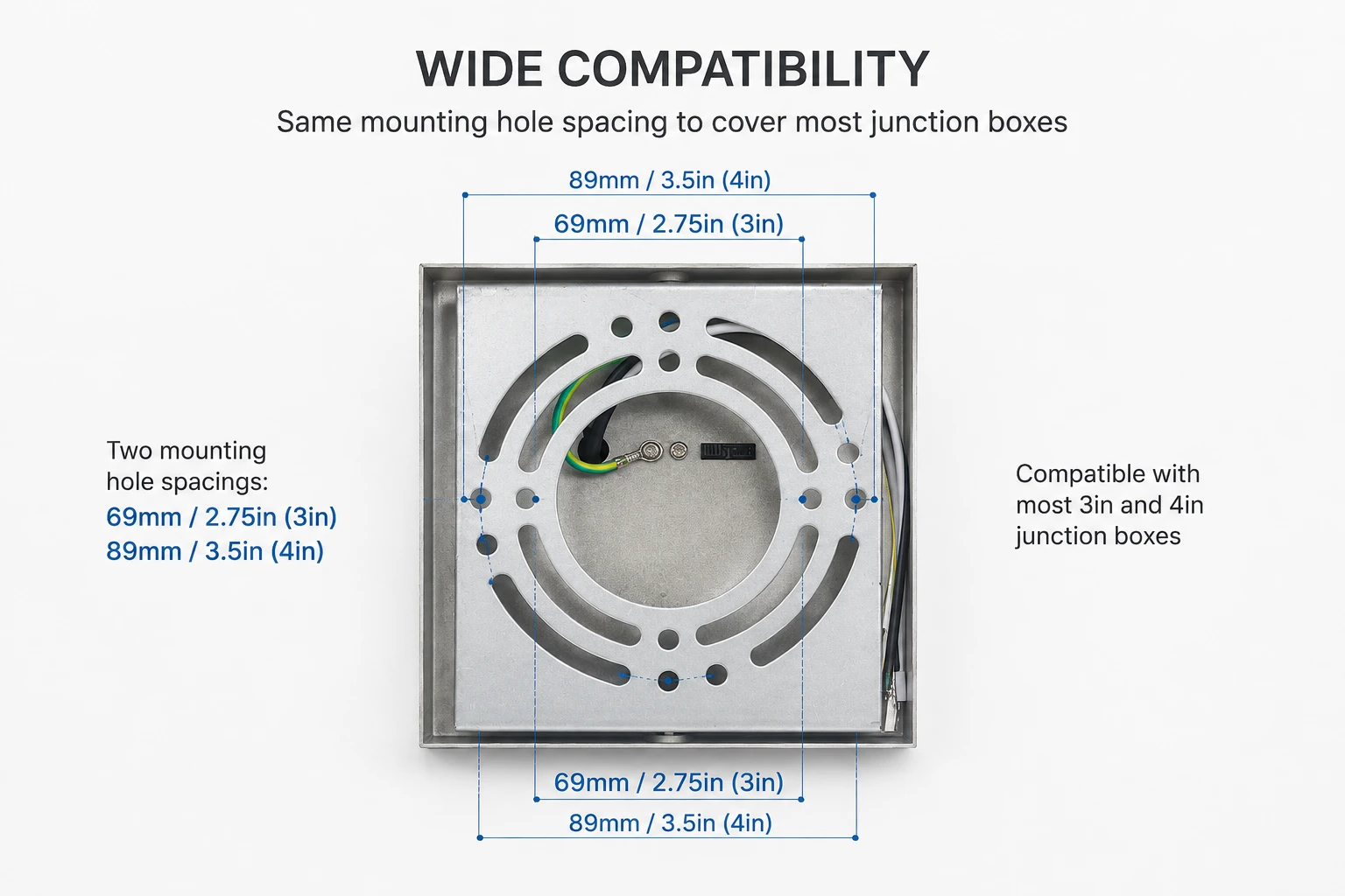 Mounting plate drawing with hole spacing dimensions