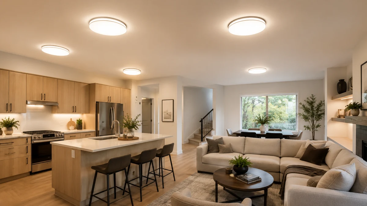 LED ceiling light installed in kitchen