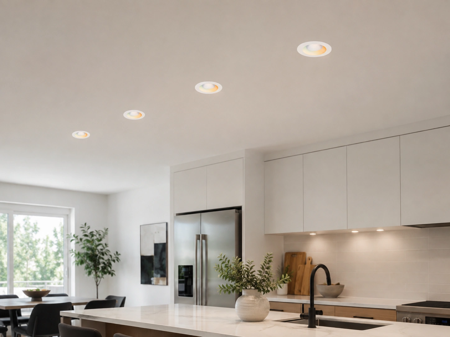 Smart Ceiling Lights in a multi-family apartment living room
