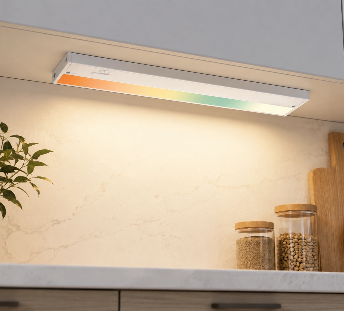 Smart Under Cabinet Lights installed in a modern kitchen