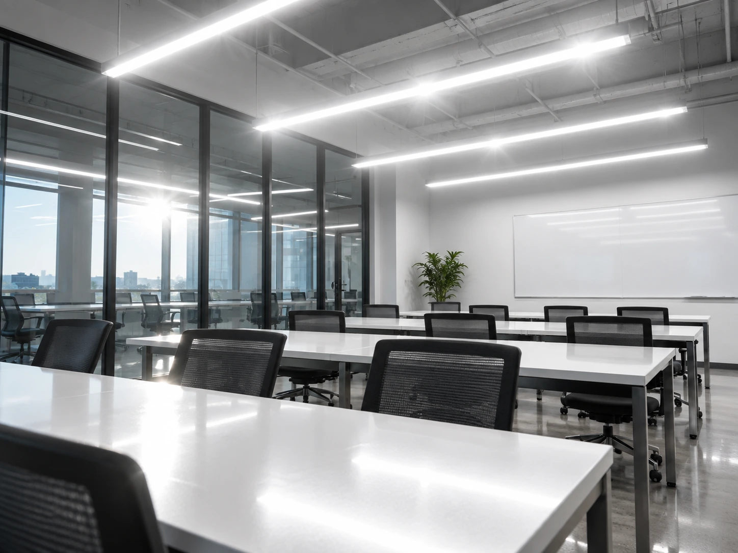 Office workspace showing visual comfort and optical control