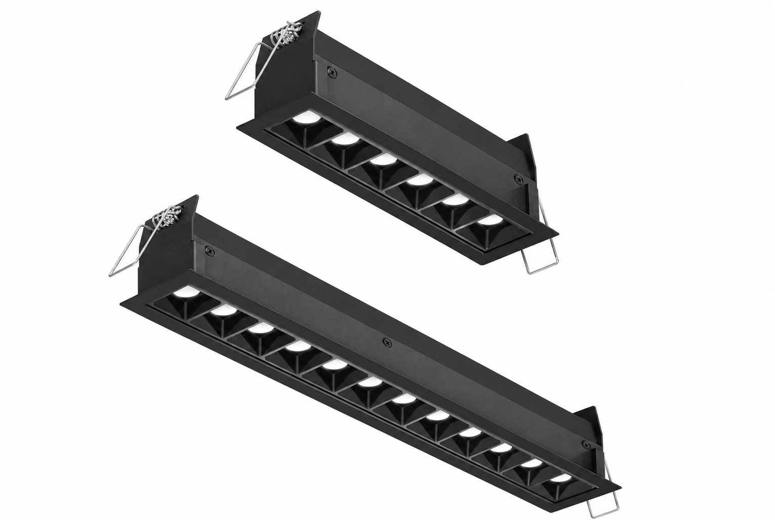 Recessed continuous LED linear lighting in a commercial corridor
